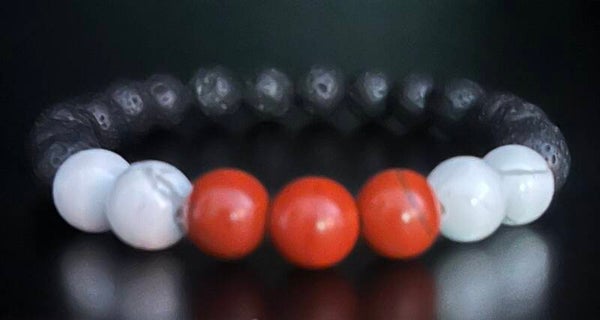 Rooted Calm (Howlite + Red Jasper + Lava)