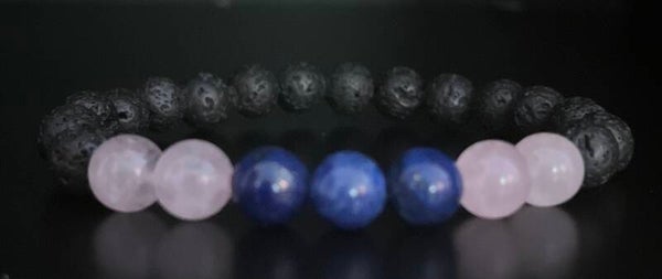 Heart's Voice (Pink Quartz + Lapis Lazuli + Lava)