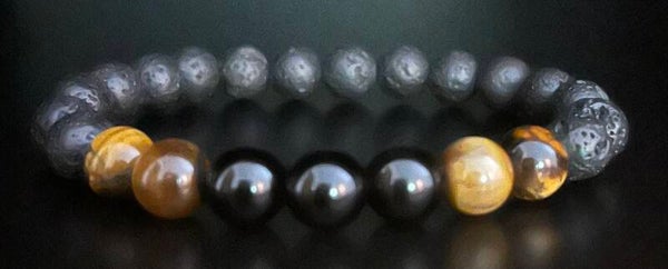 Solar Guard (Yellow Tiger Eye + Obsidian + Lava)