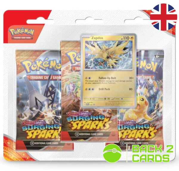 Scarlet & Violet Surging Sparks 3-Pack Blister - Zapdos - Englisch