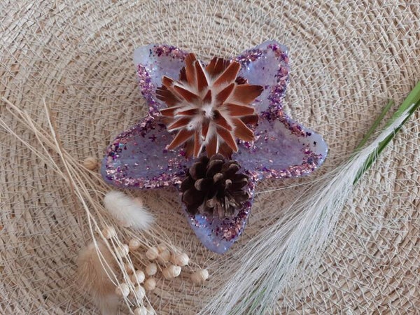 Epoxy Schaaltje in de vorm van een zeester - lila met glitters