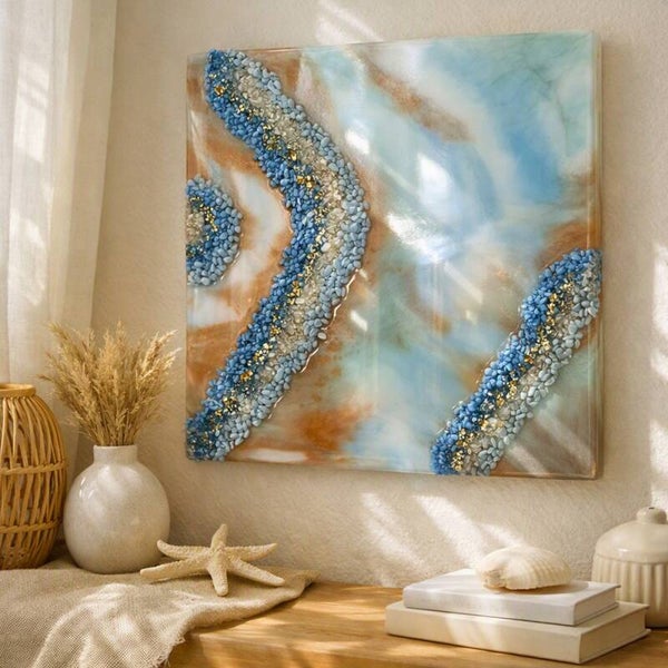 Epoxy schilderij: Turquoise geode glow