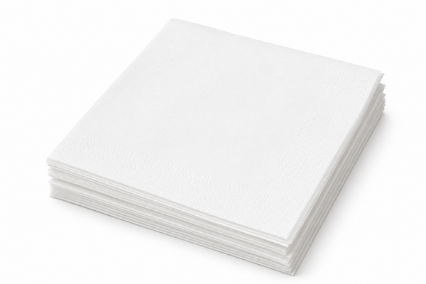Serviettes 33x33 cm blanches - caisse de 4500 pcs