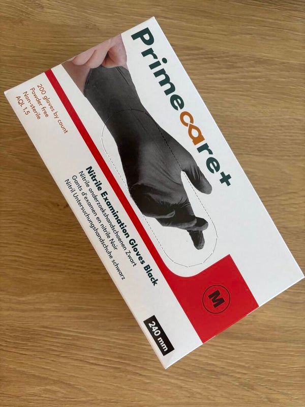 Gants nitriles noir non poudré taille M - boite de 200 pcs - professionnel ultra résistant.