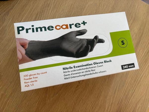 Gants nitriles noir non poudré taille S - boite de 200 pcs - professionnel ultra résistant.
