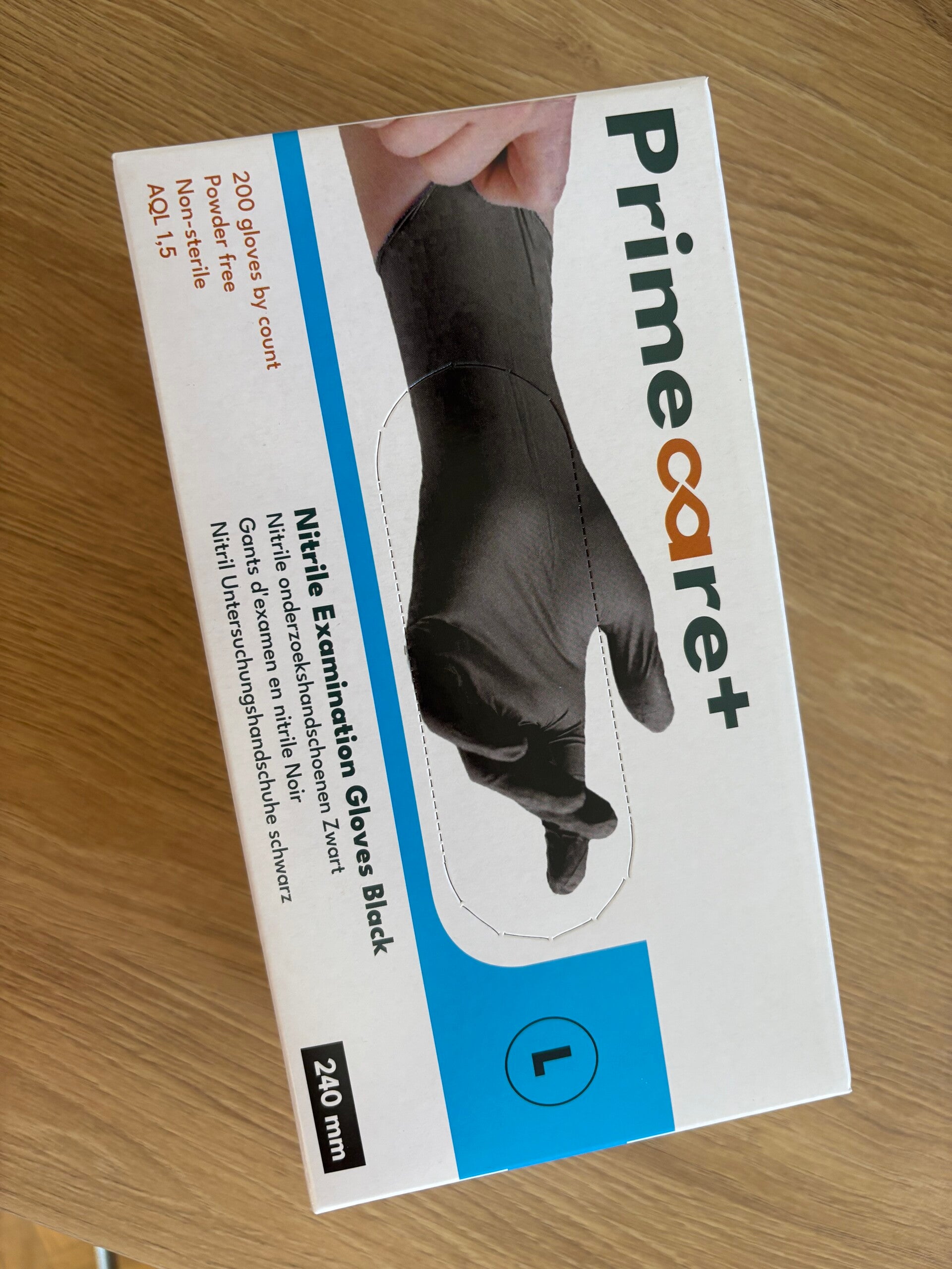 Gants nitriles noir non poudré taille L - boite de 200 pcs - professionnel ultra résistant.