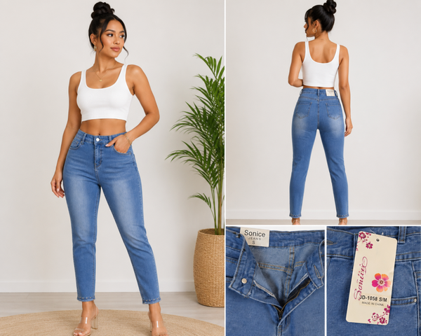 Sonice Women's Skinny Stretch Jeans light blue  size S/M