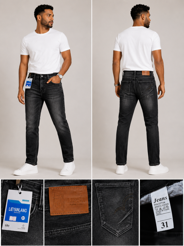 Men's Gray slim fit stretch jeans- casual Denim  pants