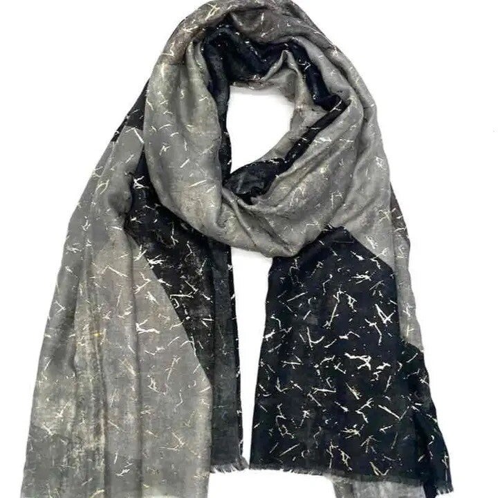 Foulard imprimé motif abstrait avec dorure - Noir
