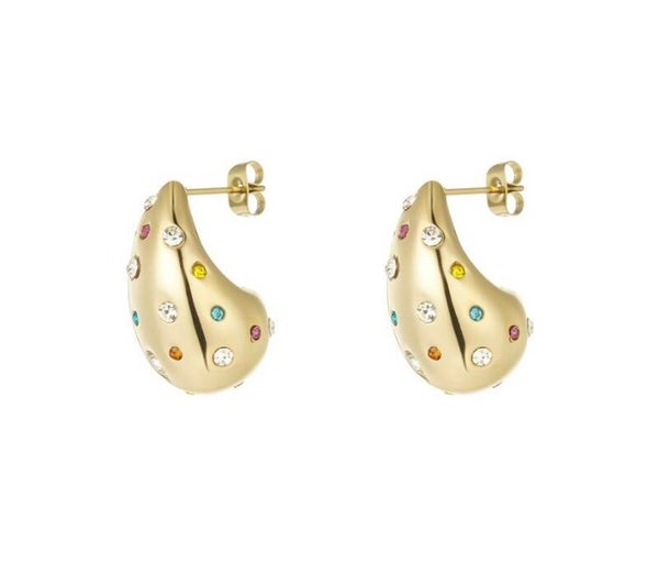 Boucles d'oreilles gouttes strass - Doré