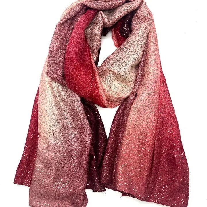 Foulard avec paillettes dorées - Rouge