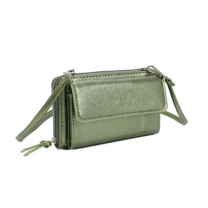 Sac portefeuille téléphone - Kaki métallisé
