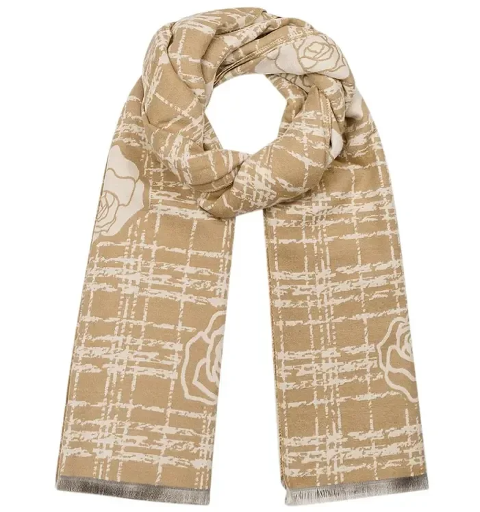 Echarpe détail rose - beige