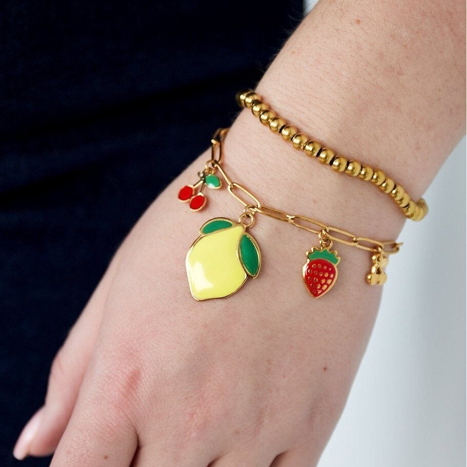 Bracelet breloque citron - doré