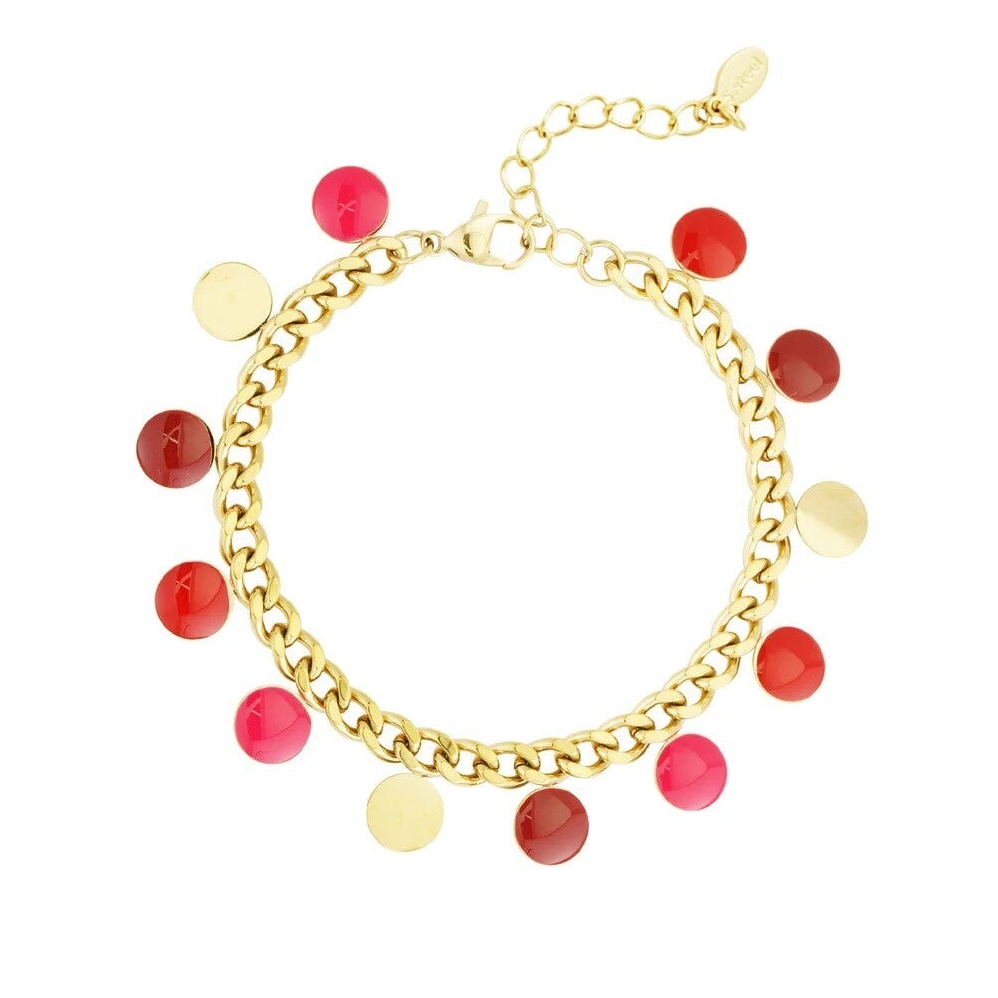 Bracelet breloque pièce rouge - doré