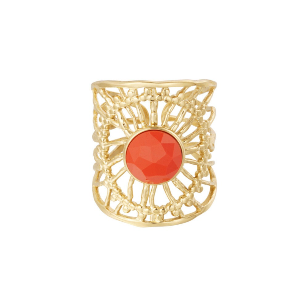 Bague pierre dans la toile - orange