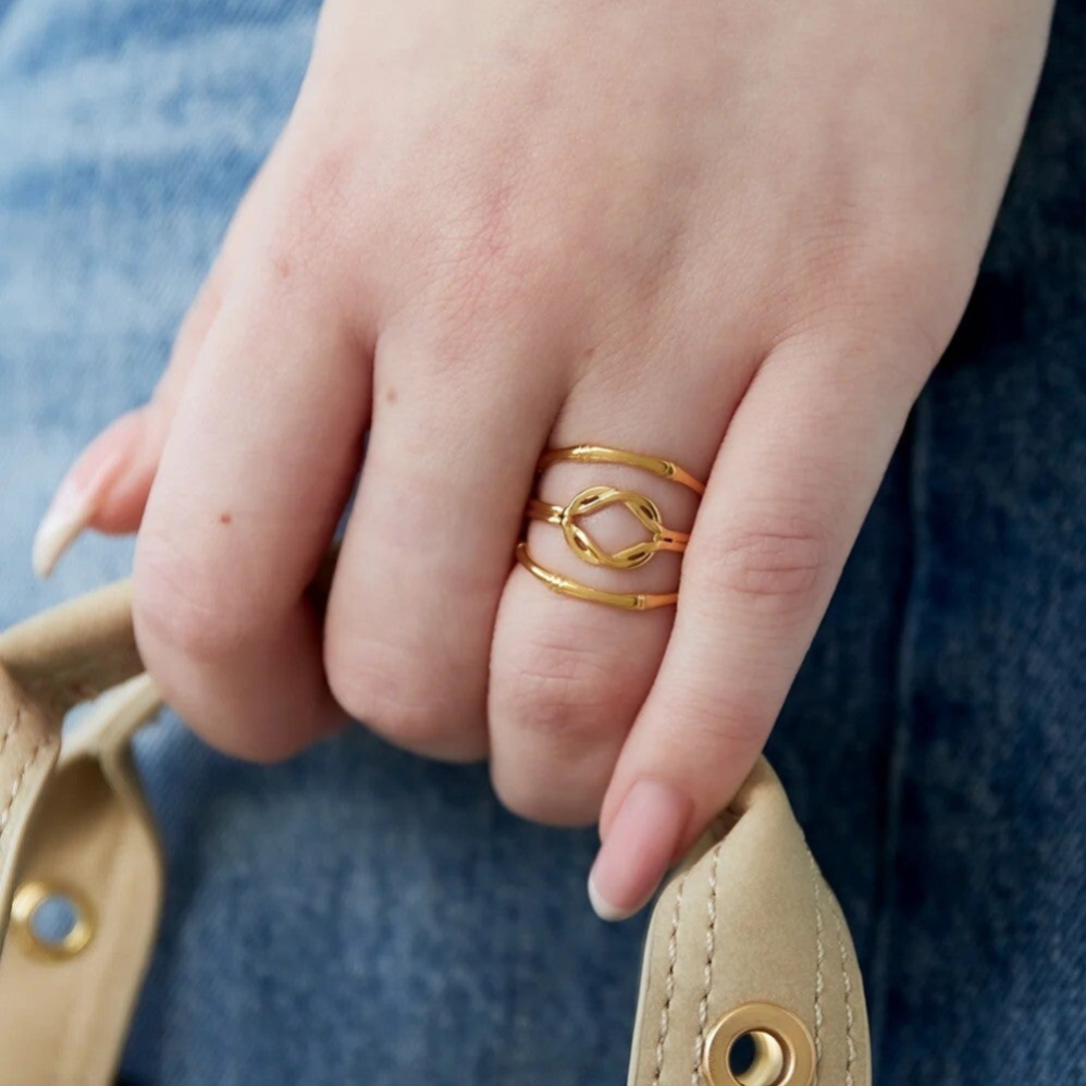 Bague noeud à étages - Doré