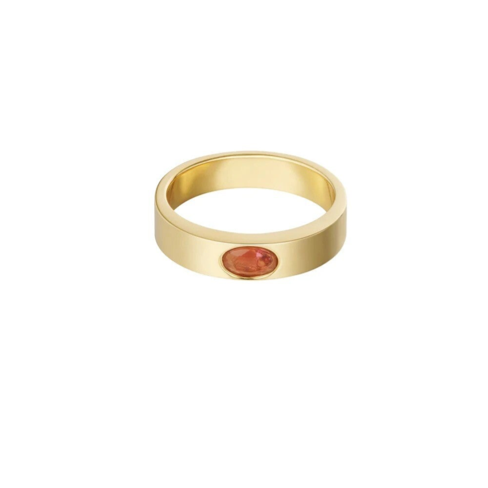 Bague basic avec pierre rose - doré