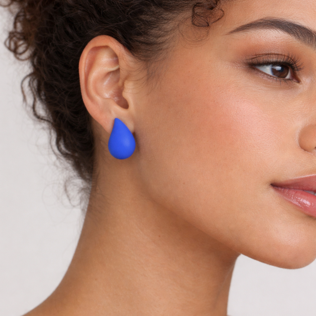 Boucles d'oreilles gouttes Matt - Bleu électrique