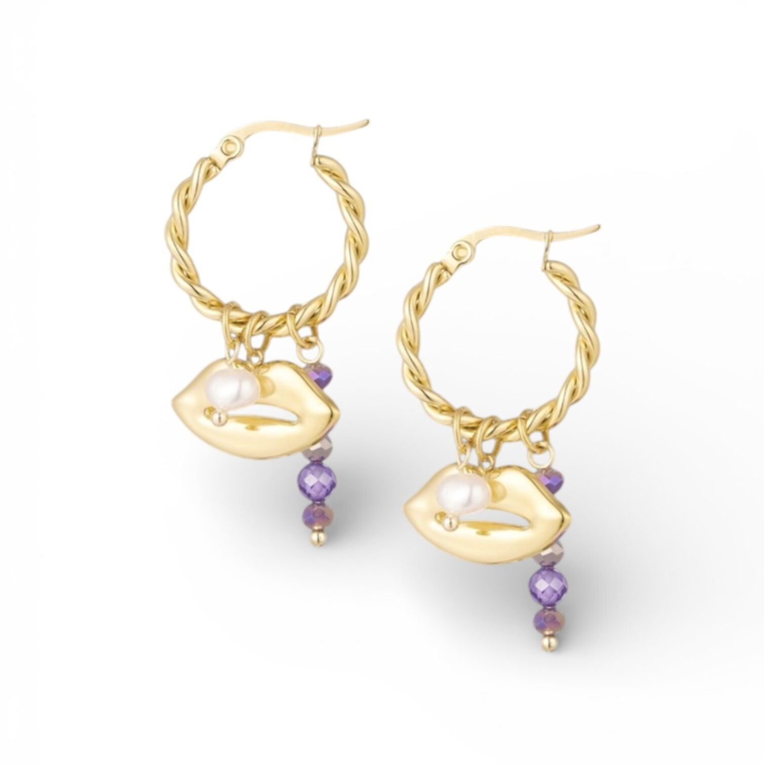 Boucles d'oreilles lèvres - violet