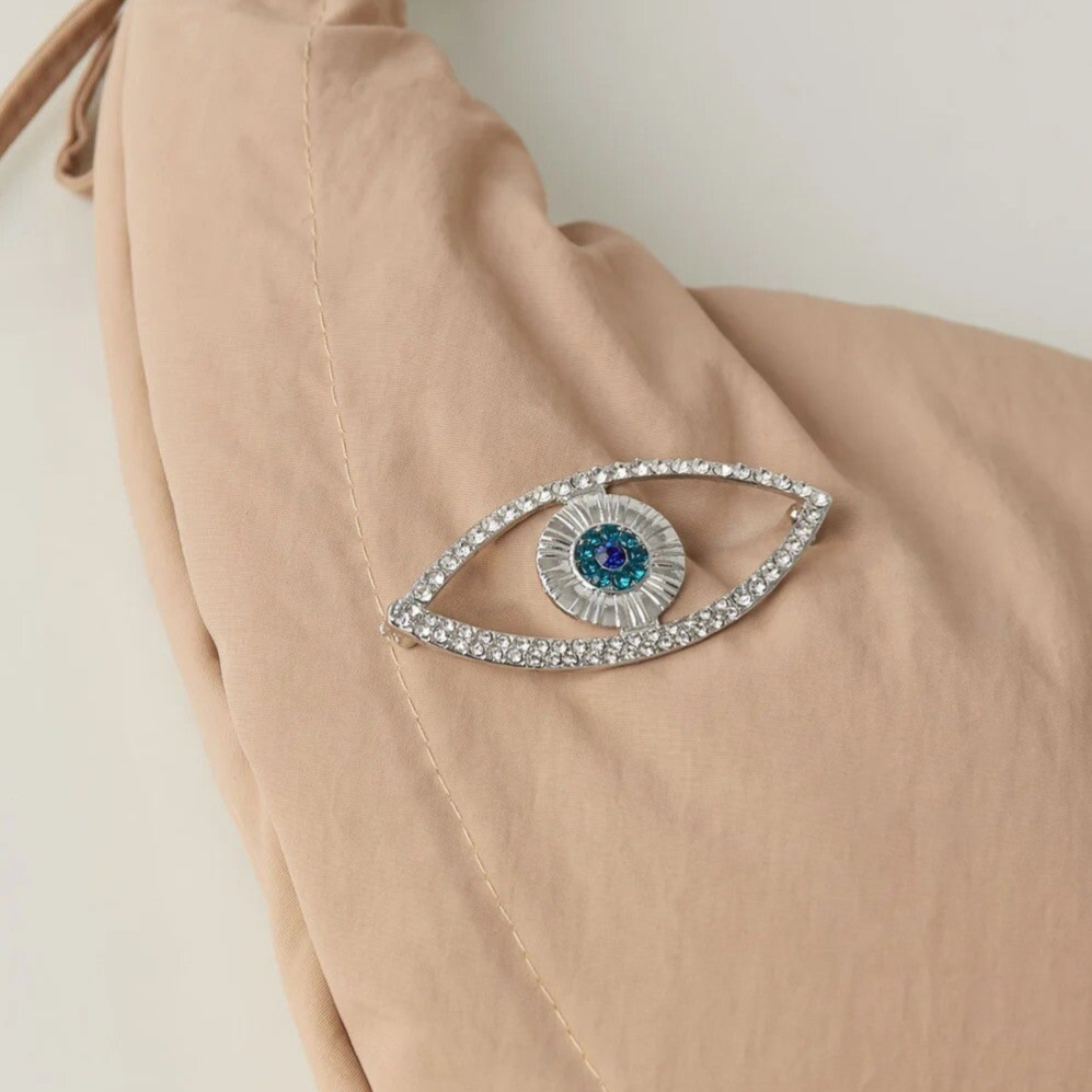 Broche oeil bleu - Argenté