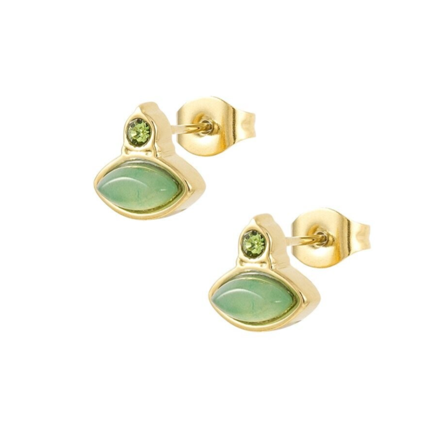 Boucles d'oreilles vintage clous strass - Vert