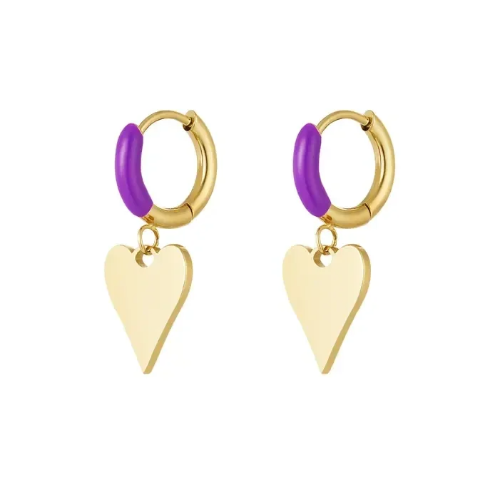Boucles d'oreilles coeur - doré/violet