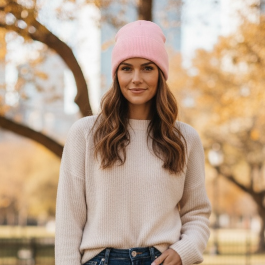 Bonnet uni - Rose clair