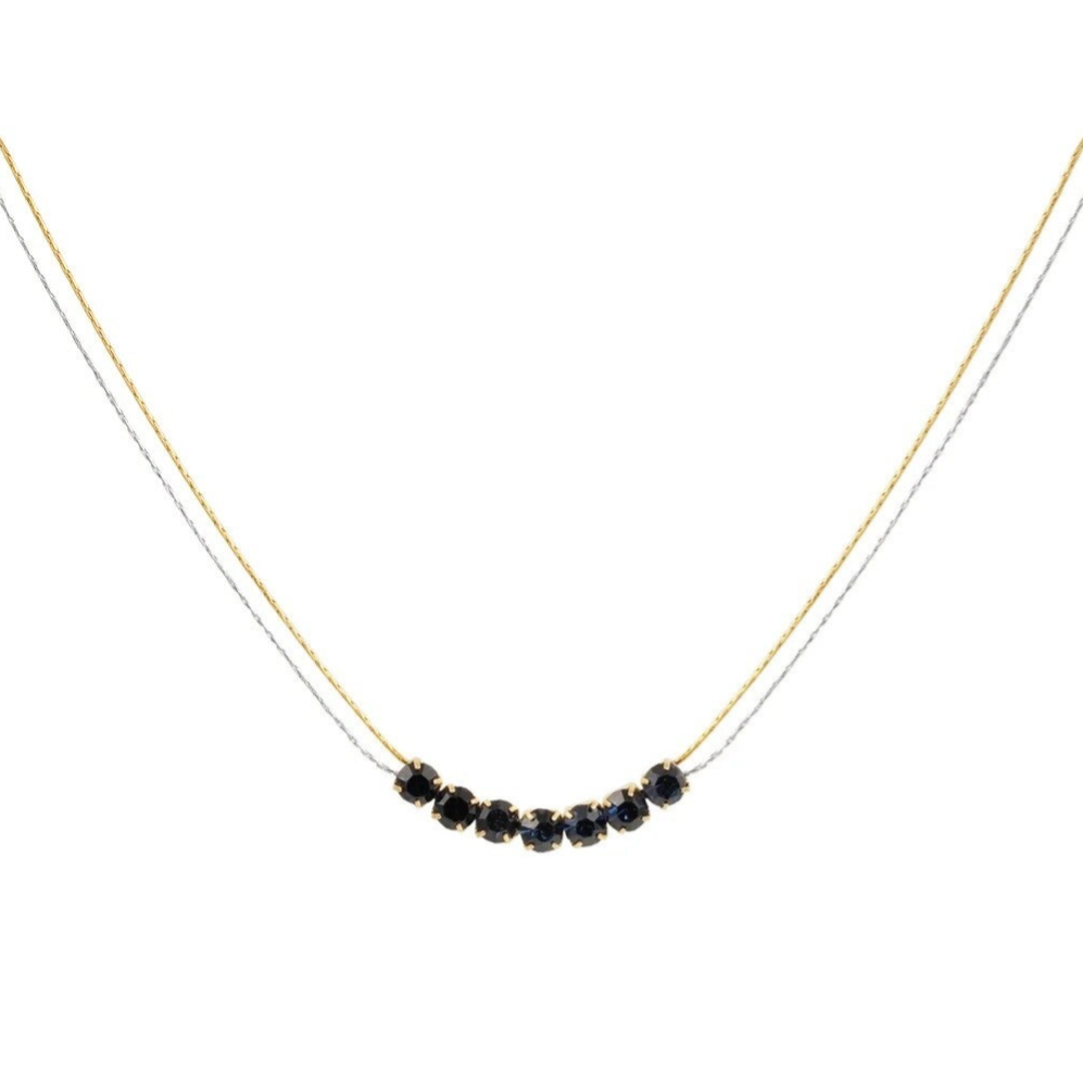 Collier avec pierre noire -  Doré