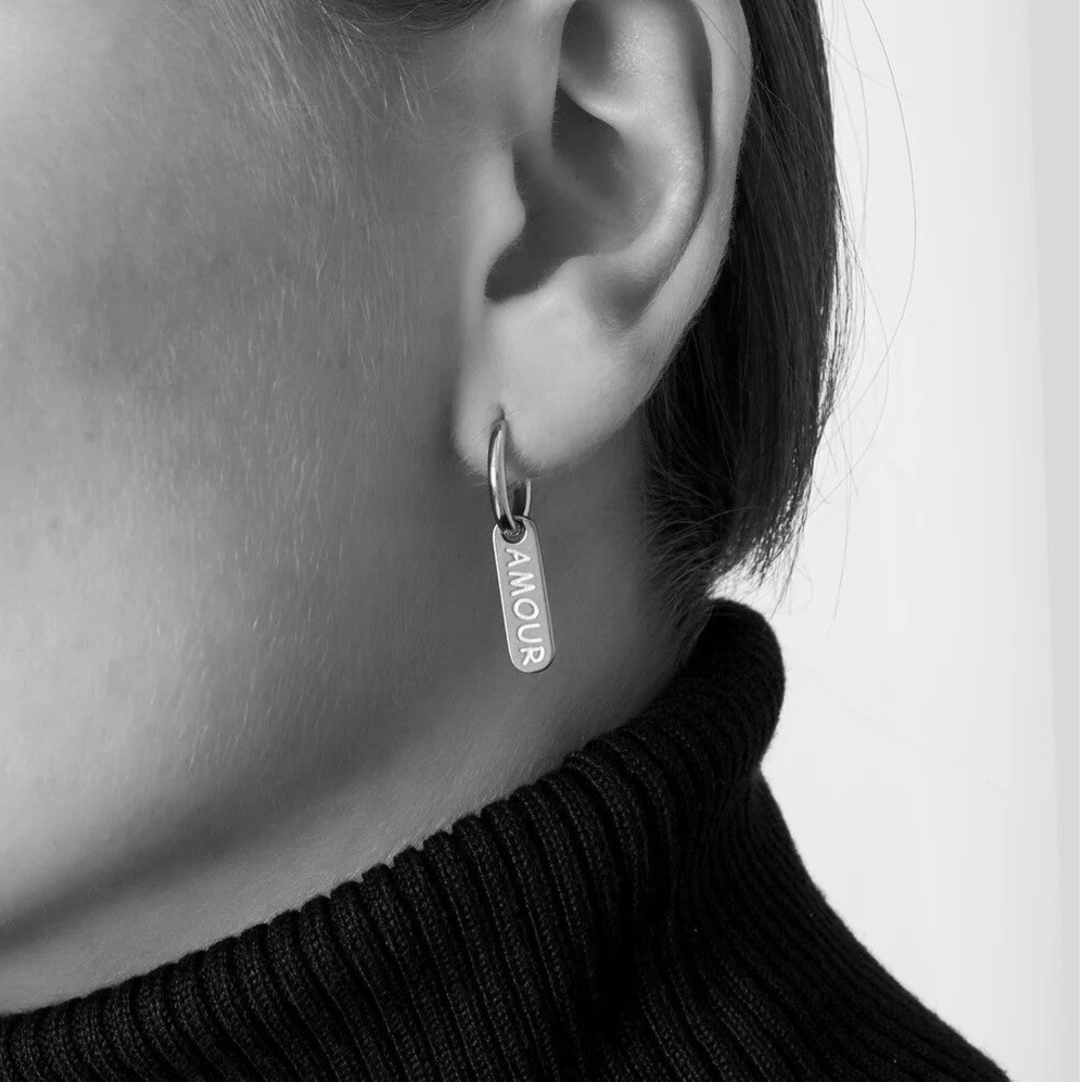 Petite créoles Amour - Argenté