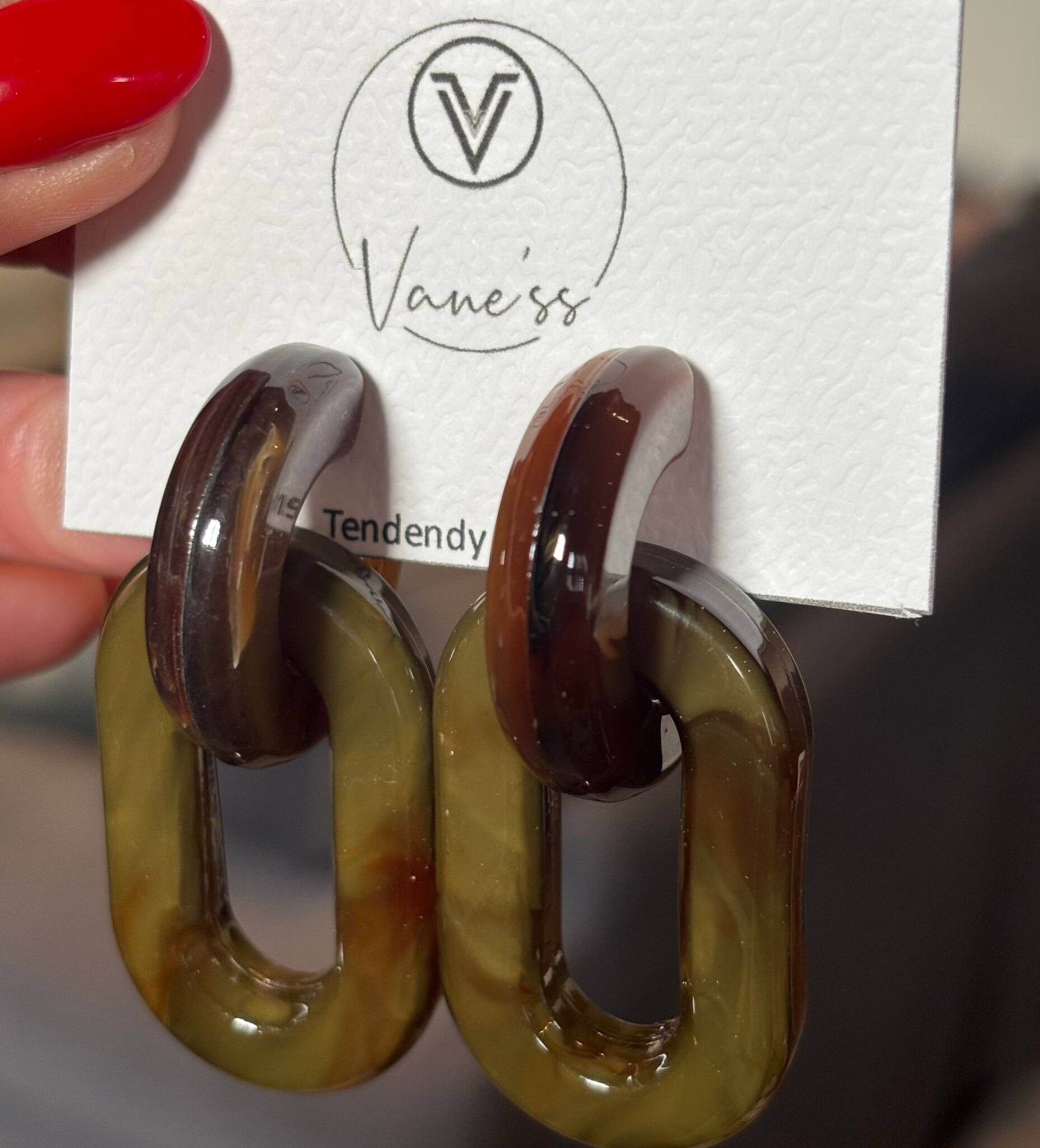 Boucles d'oreilles pendantes - Kaki