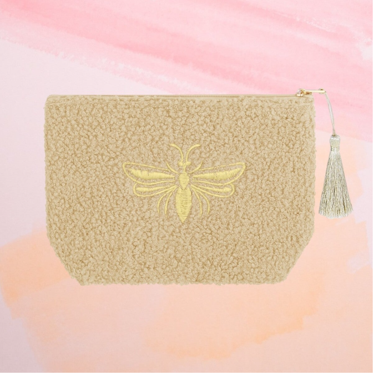 Pochette de maquillage avec abeille - Beige