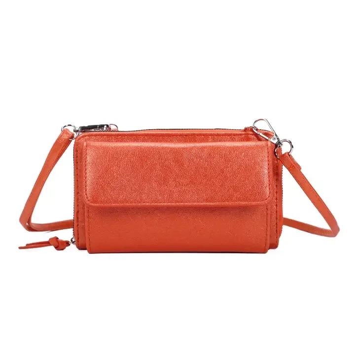 Sac portefeuille téléphone - Orange métallisé