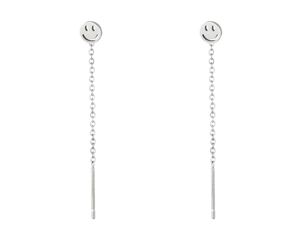 Boucles d'oreilles chaîne Smiley - argenté