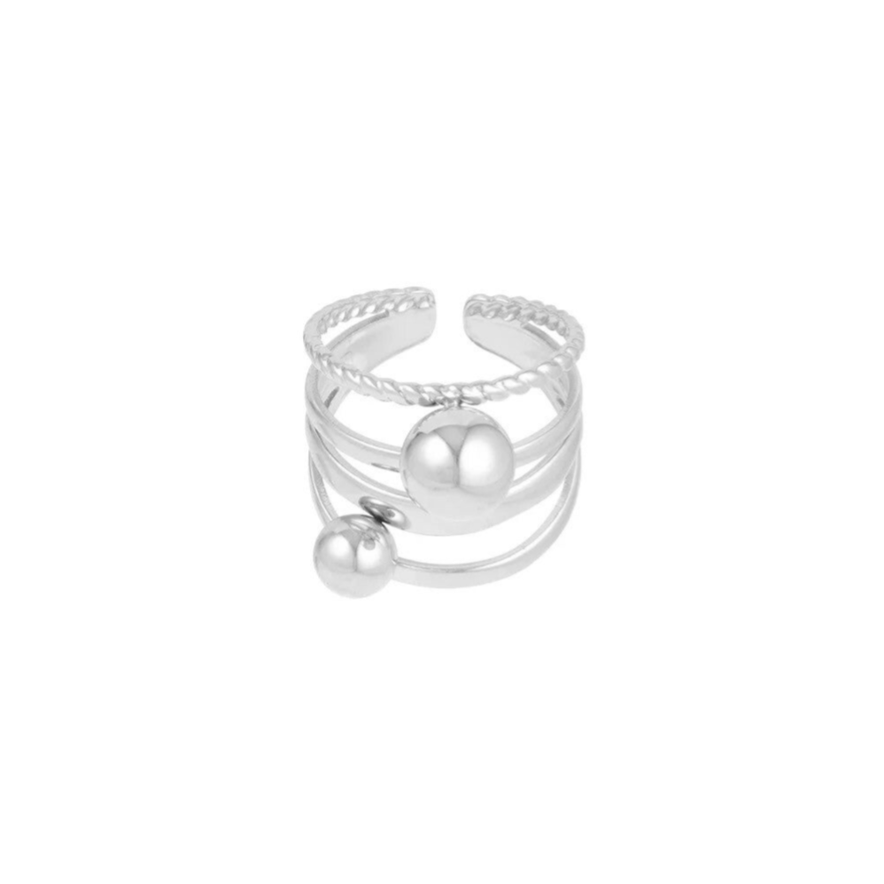 Bague anneaux superposés - Argenté