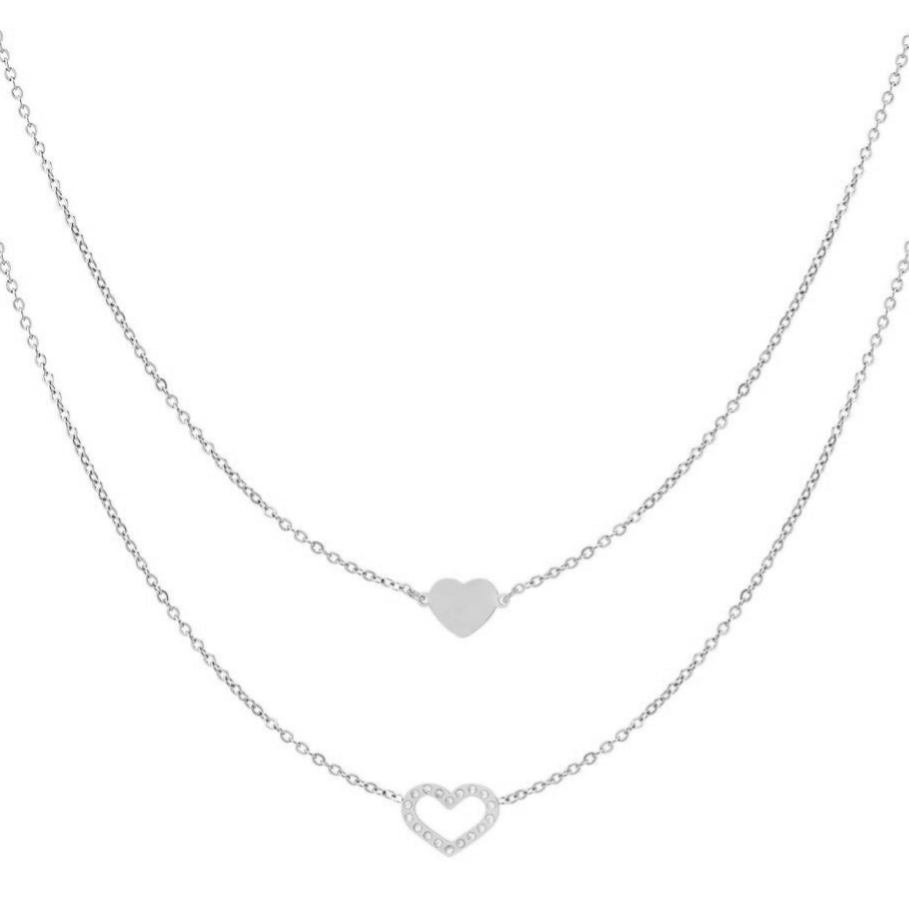Double collier coeur - Argenté