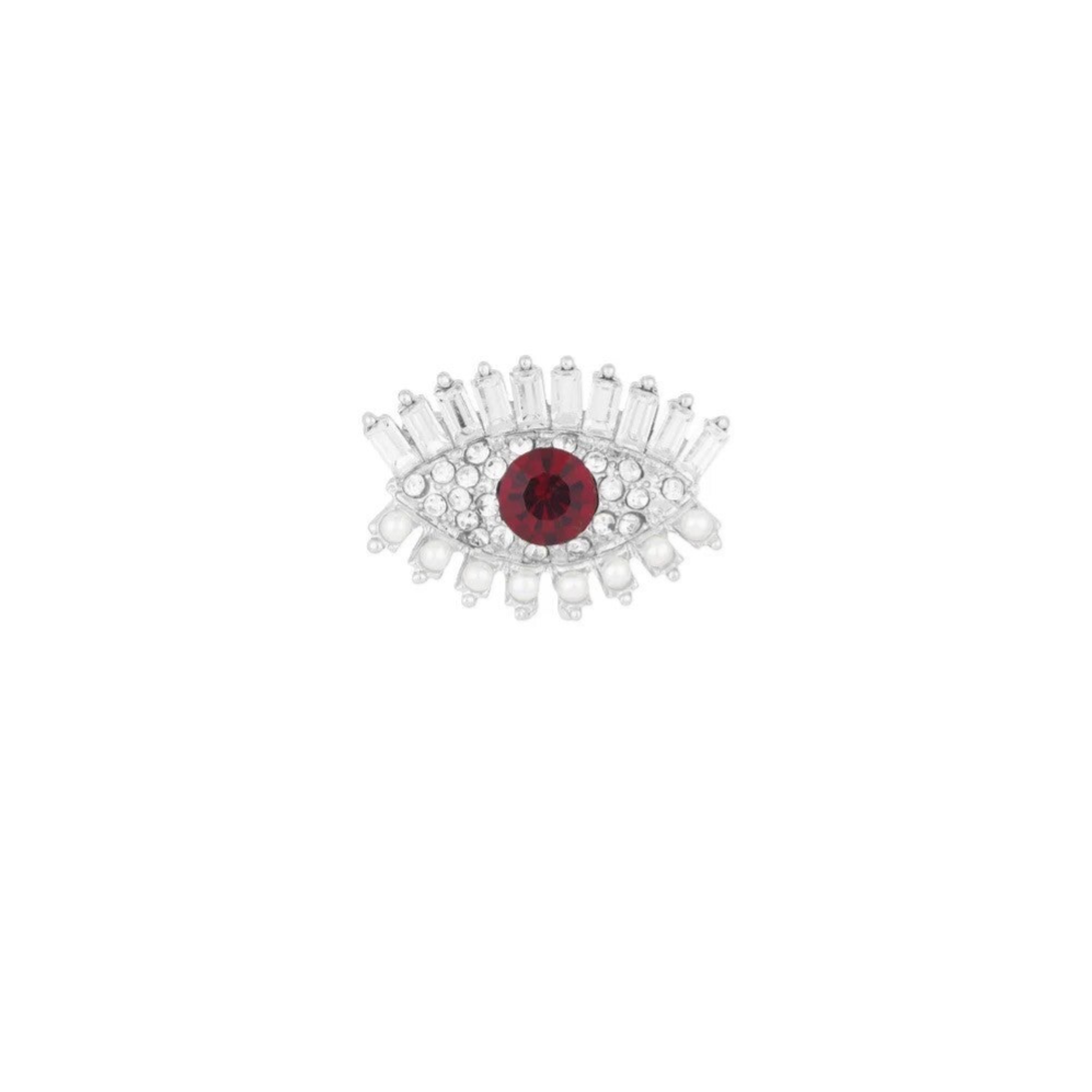 Broche oeil rouge - Argenté