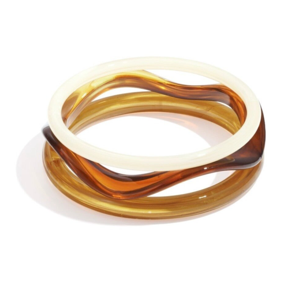 Bracelet multiple en acrylique - Beige