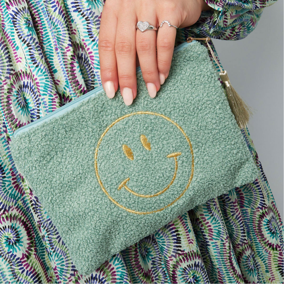 Trousse de maquillage smiley - vert