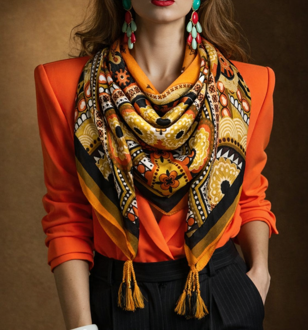 Foulard grand carré - Orange