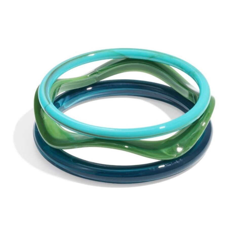 Bracelet multiple en acrylique - Vert Bleu