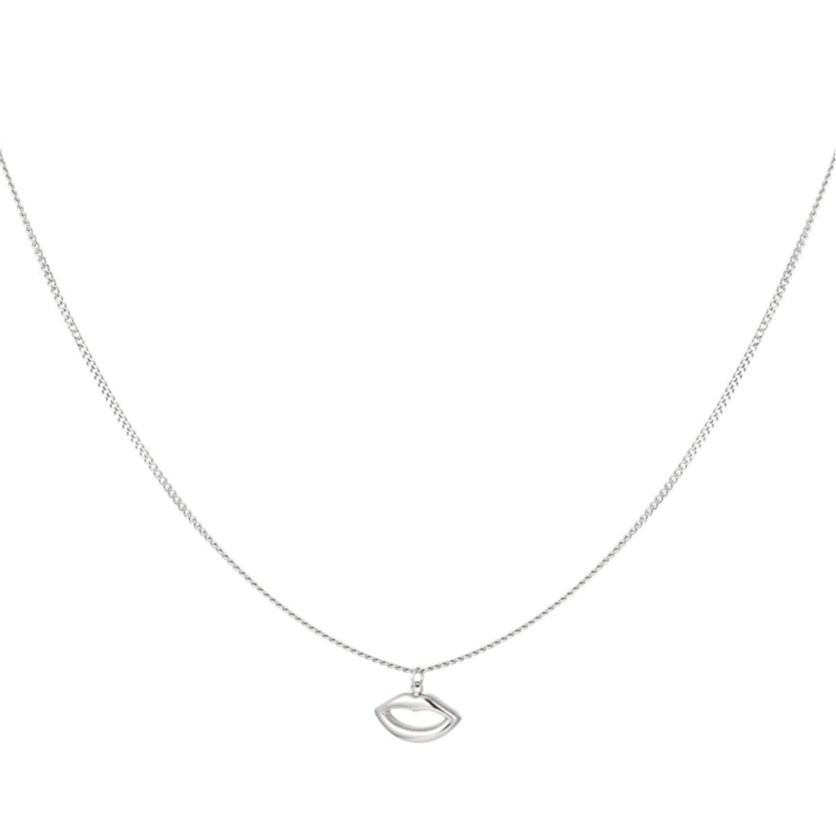 Collier breloque lèvres - argenté