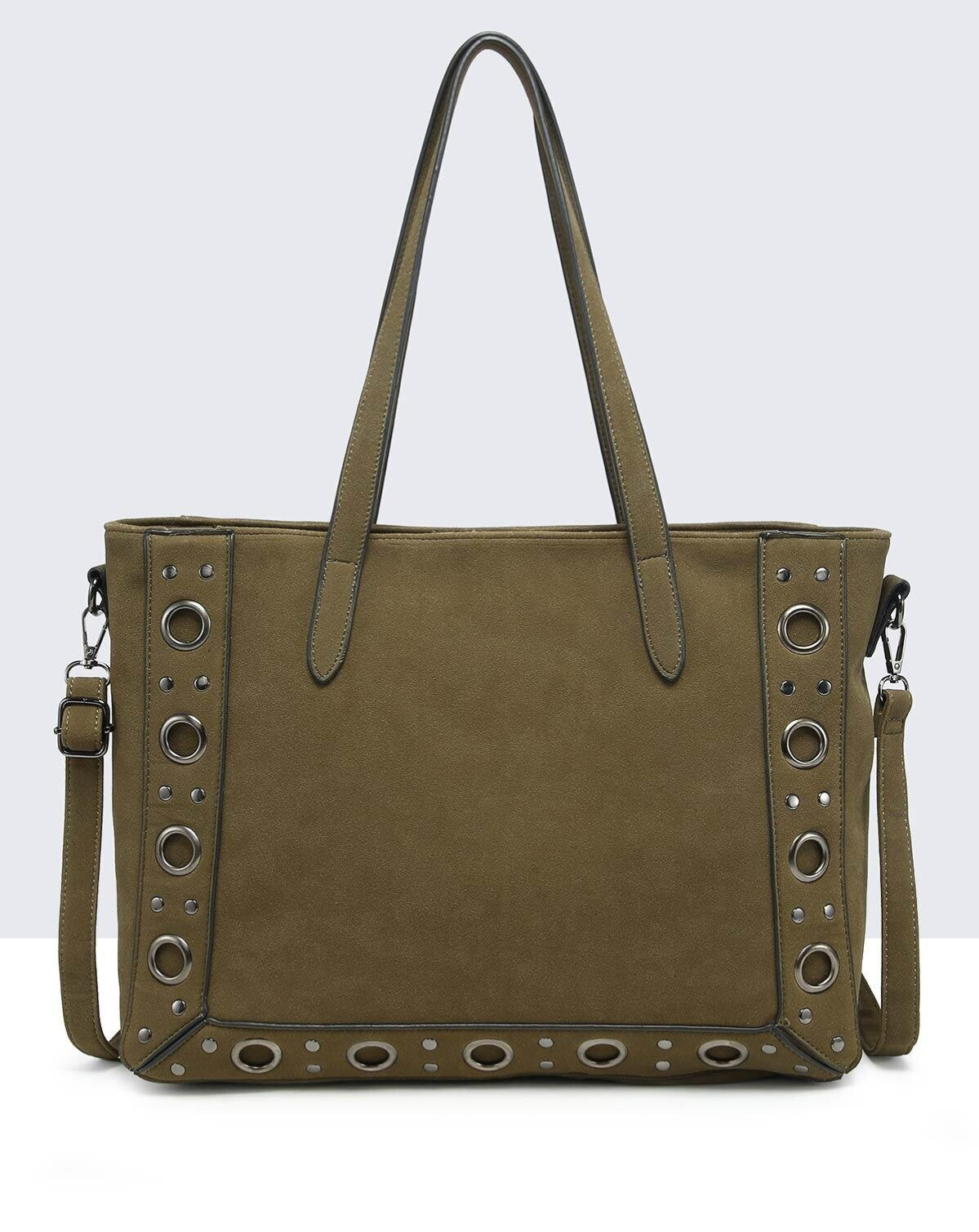 Sac à main cabas effet nubuk - Kaki