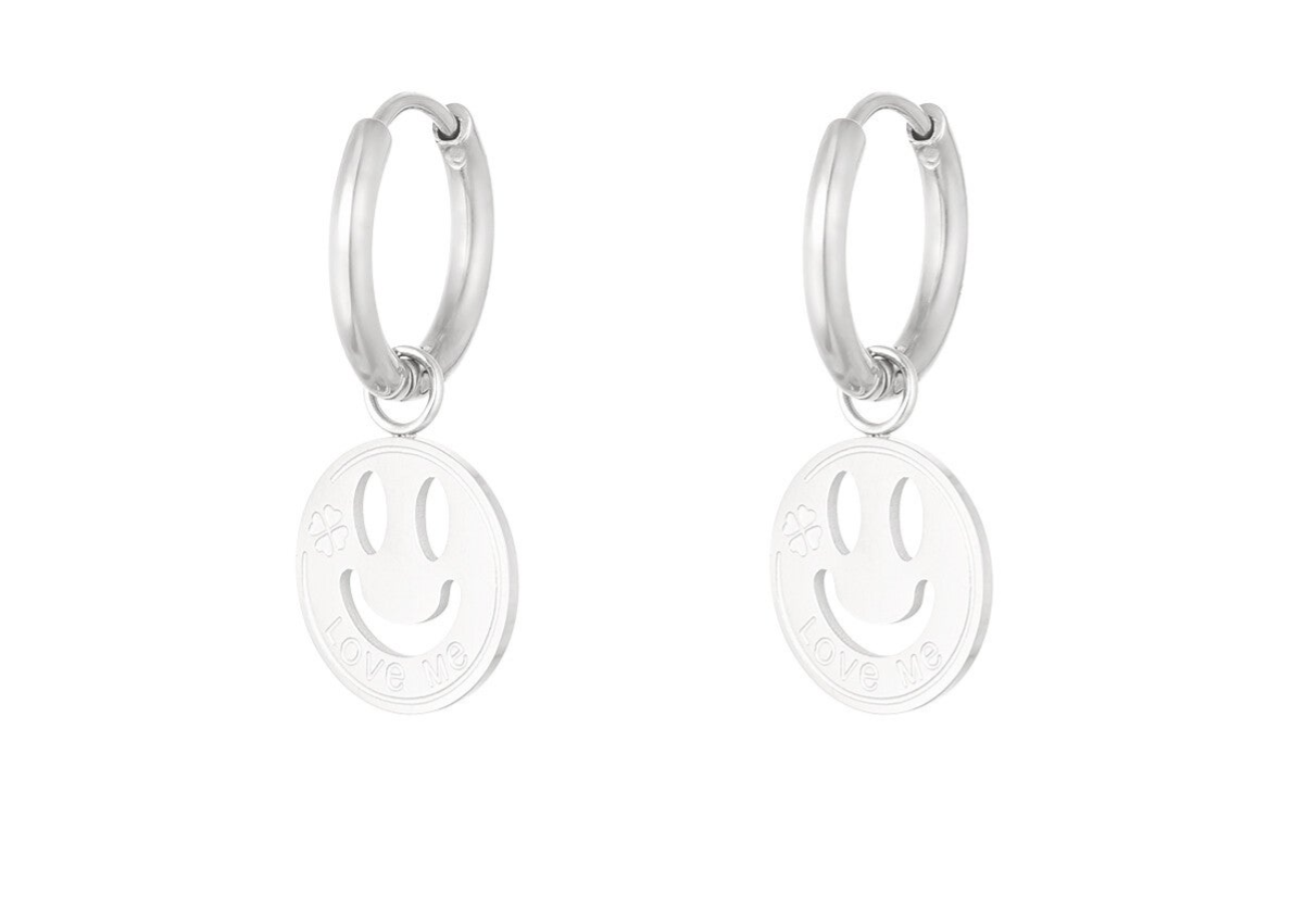 Boucles d'oreilles smiley love - argenté