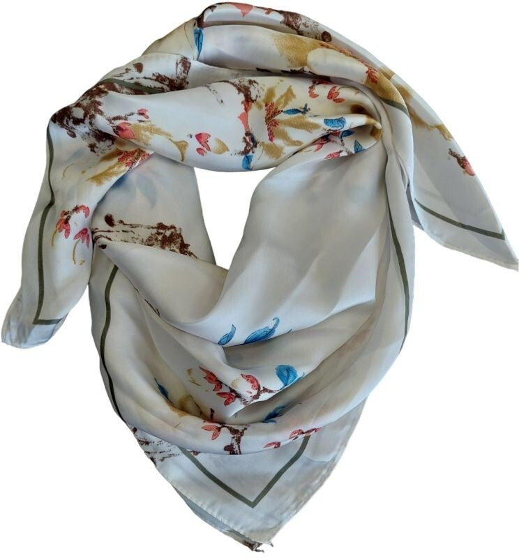 Foulard aspect soie imprimé - Blanc