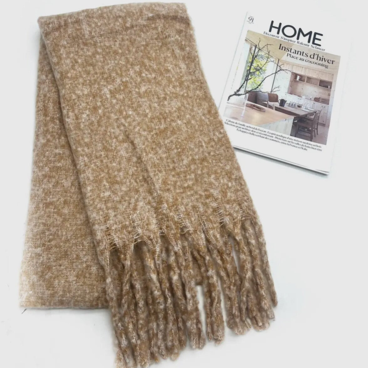 Echarpe Unisexe frange - Camel