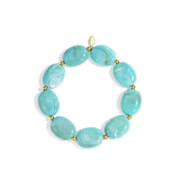 Bracelet en Perles - Bleu marbré