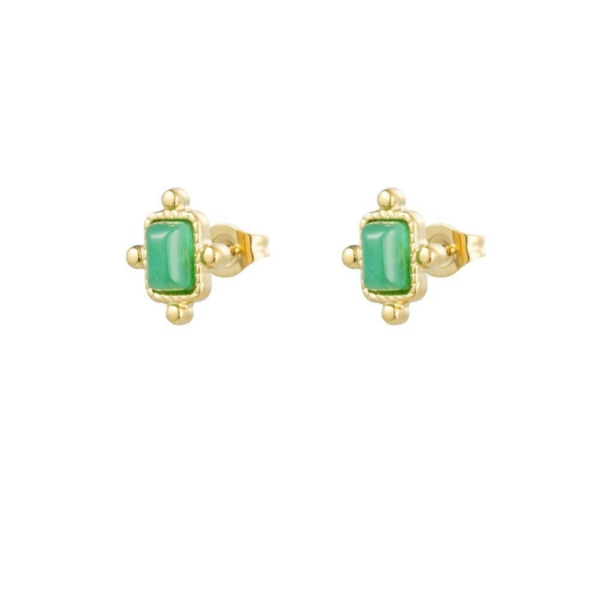 Petites Boucles Émeraude clair Dorée