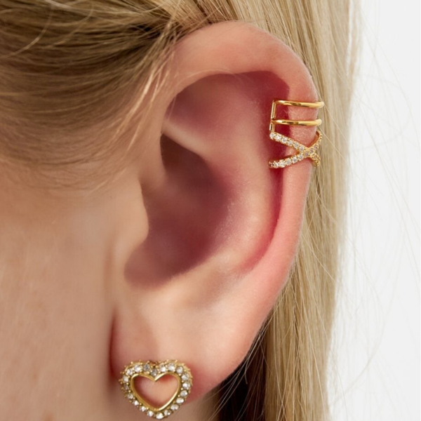 Manchette ligné croisé strass - doré