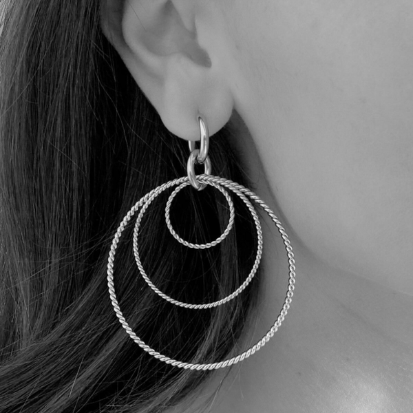 Boucles d'oreilles créole circulaire - argenté